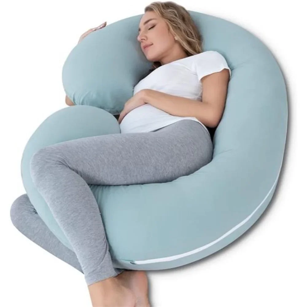 Cooling Pregnancy Body Pillow C Shaped Full Body Pillow for Pregnant Women Green